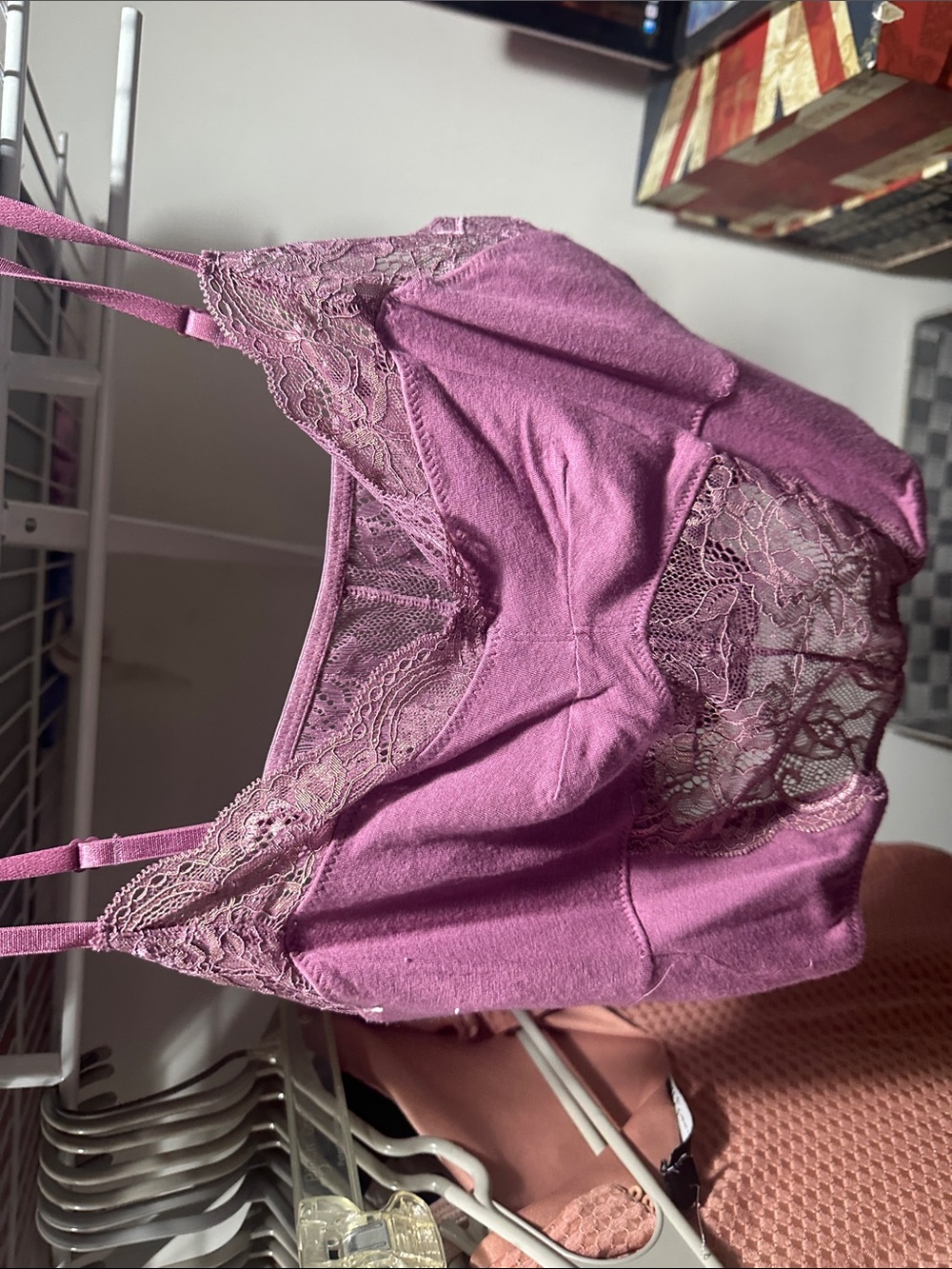 Free People L Lace-Trim Bralette in Mauve Pink